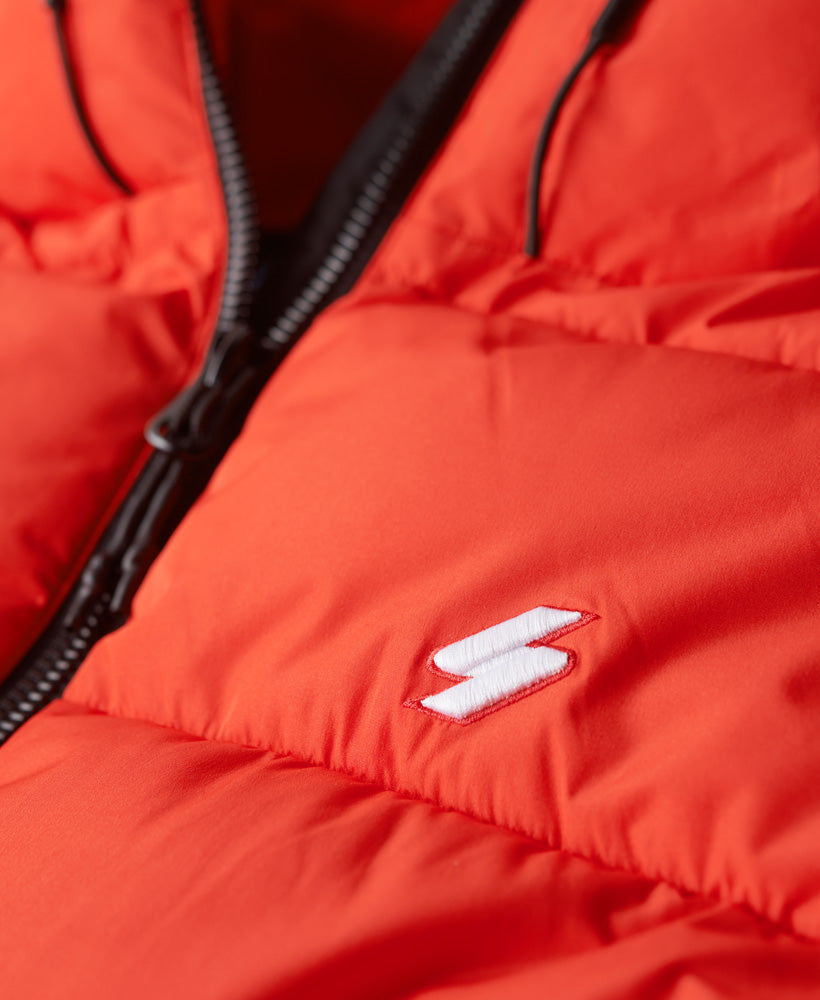 Hooded Sports Puffer Jacket | Bright Red