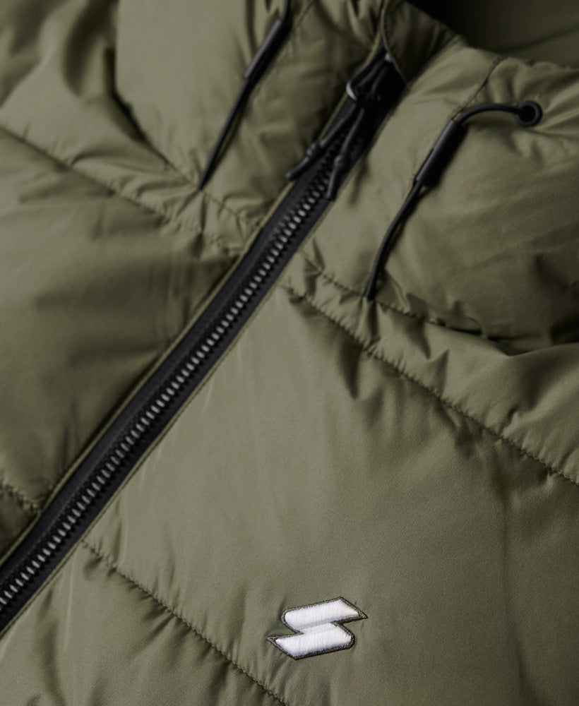 Hooded Sports Puffer Jacket | Dusty Olive Green