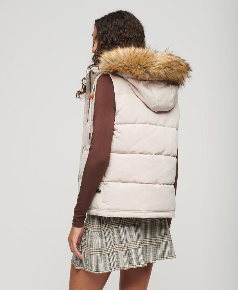 Everest Faux Fur Puffer Gilet | Chateau Grey