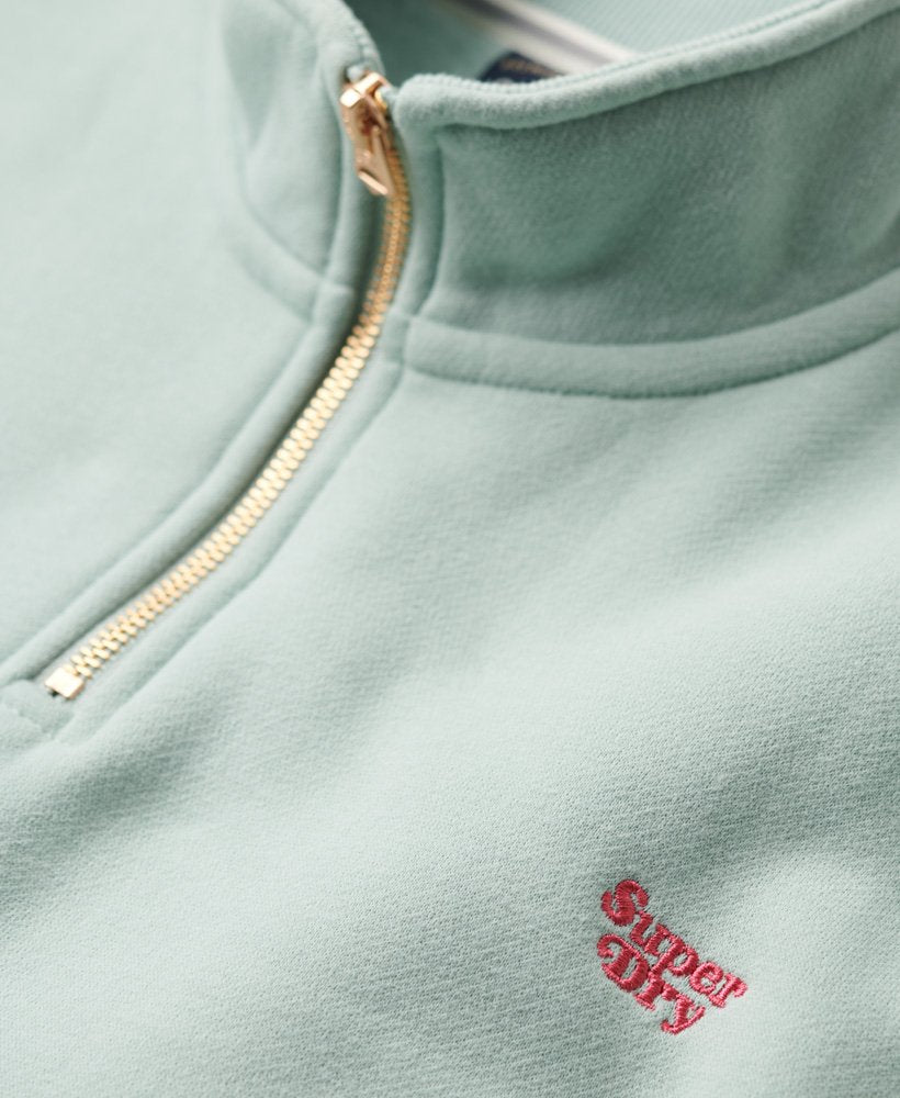 Vintage Logo Embroidered Half Zip Sweatshirt | Sea Green