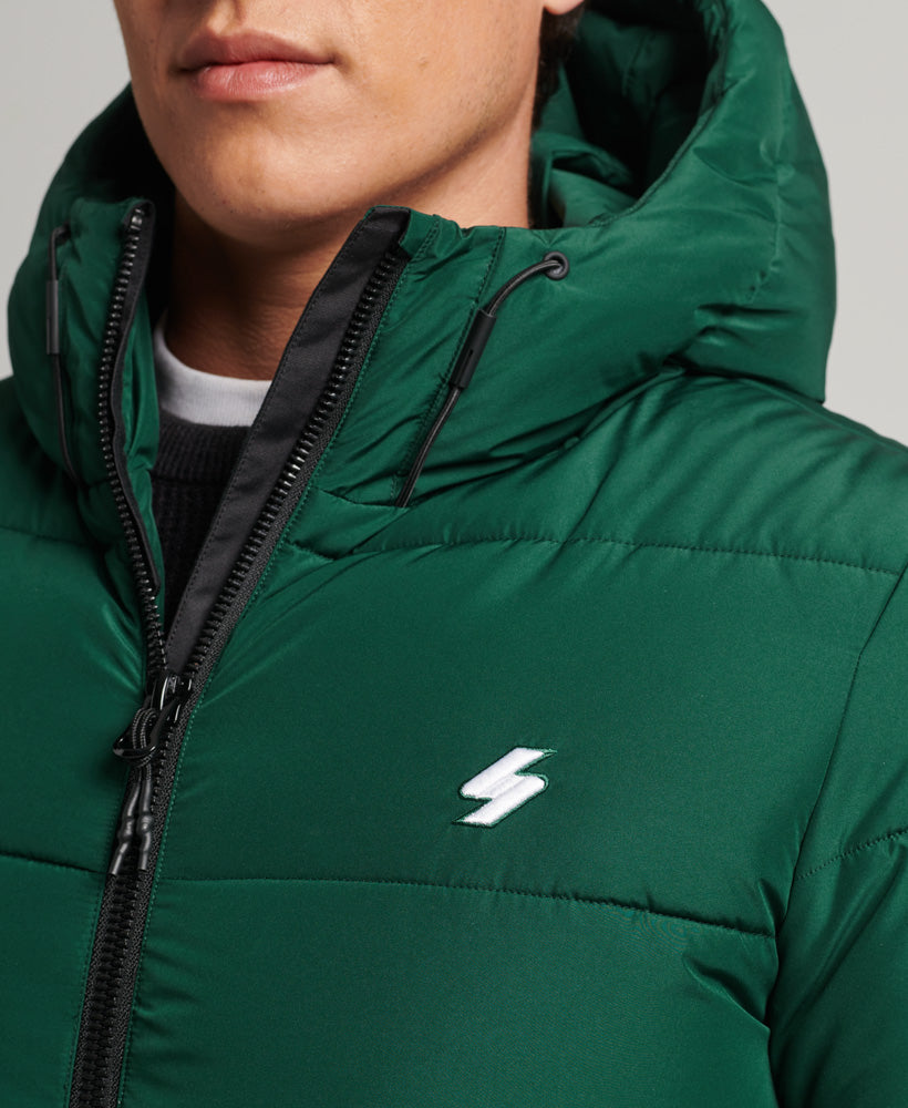 Hooded Sports Puffer Jacket | Mid Pine
