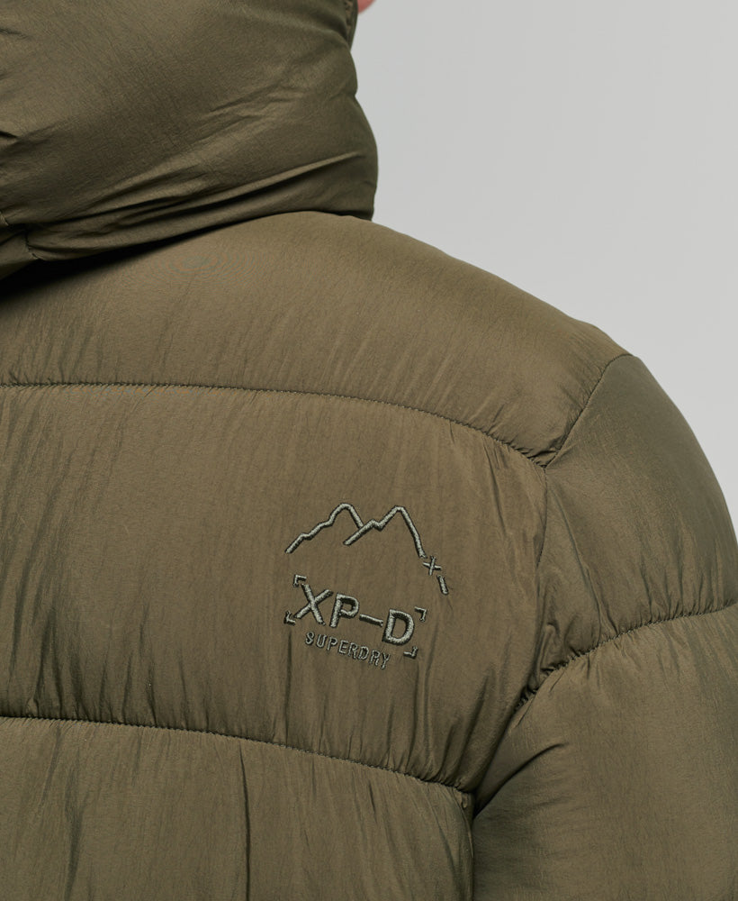 Hooded XPD Sports Puffer Jacket | Washed Khaki