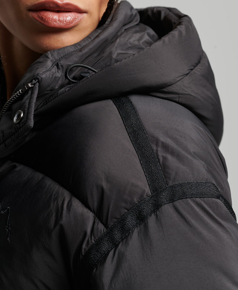 Cropped Cocoon Puffer Jacket | Black