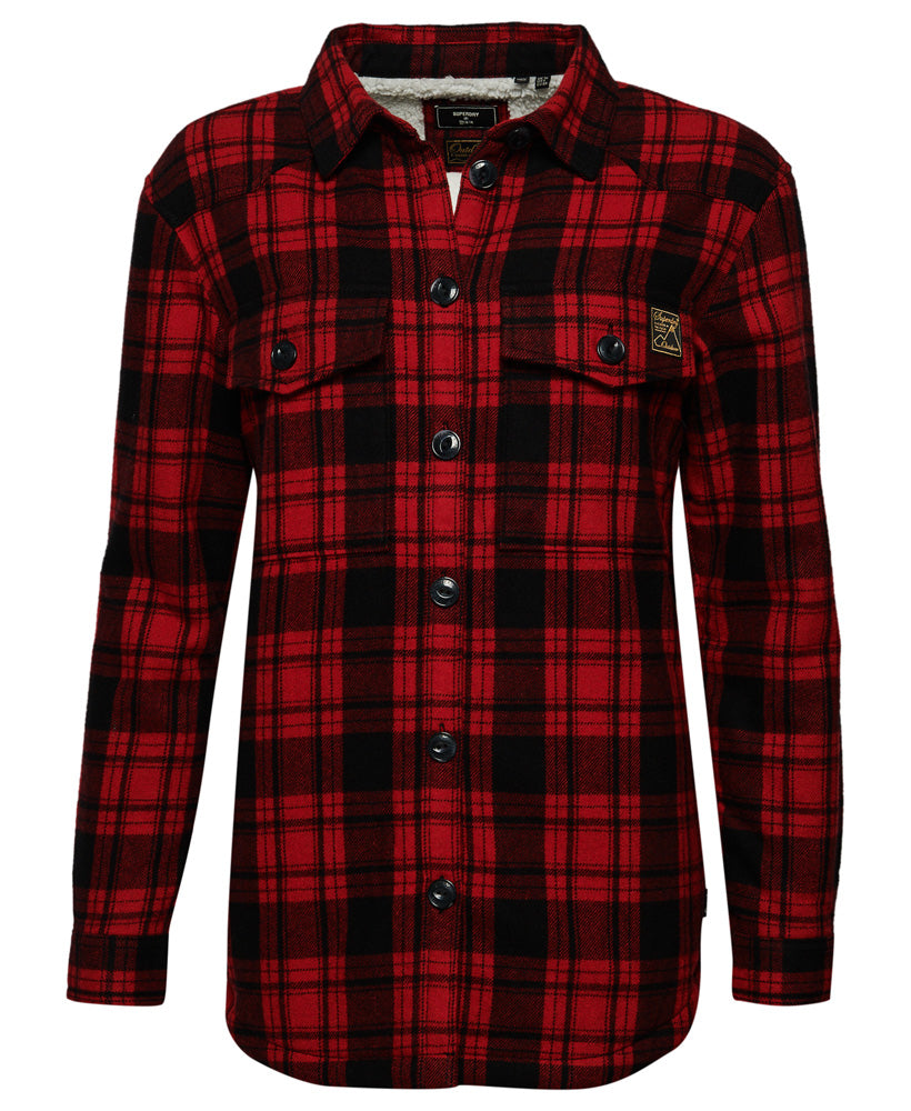 Borg Flannel Check Overshirt | Red Check | Red Check