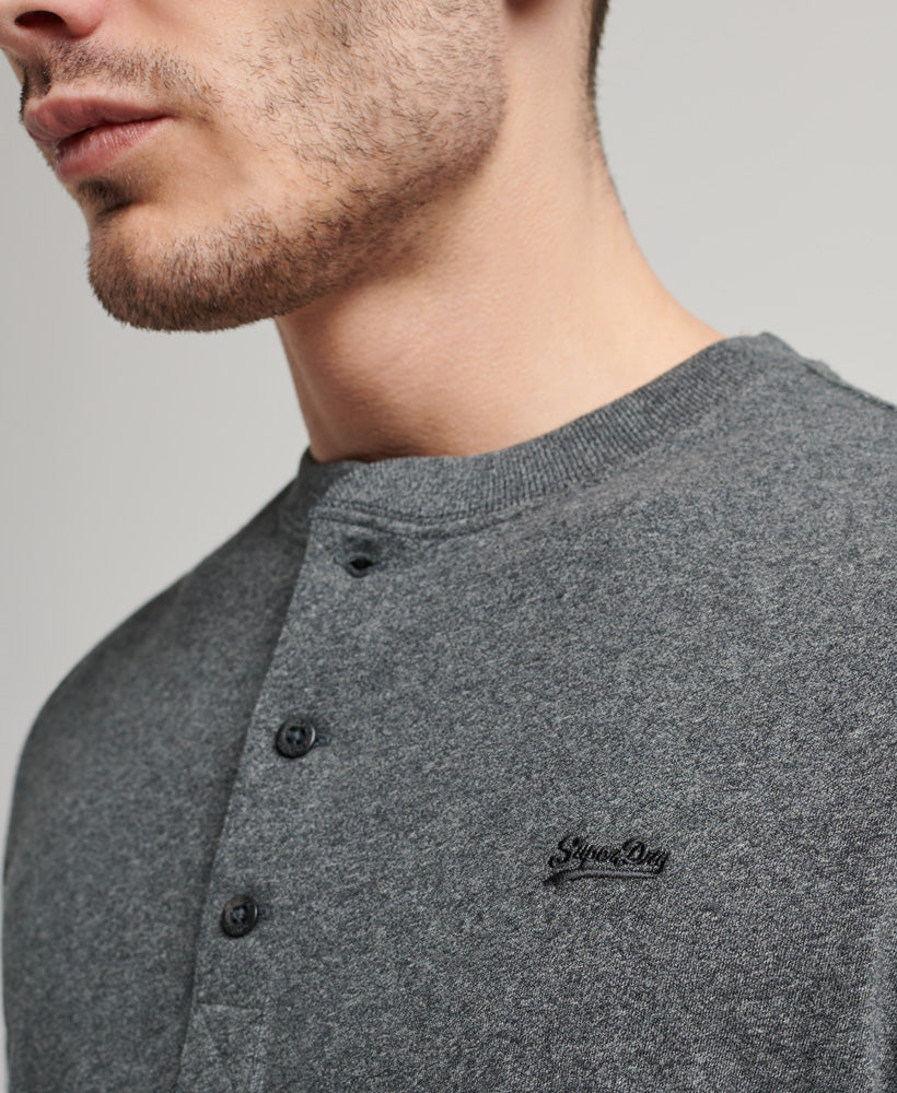Vintage Logo Embroidered Henley Top | Asphalt Grey Grit