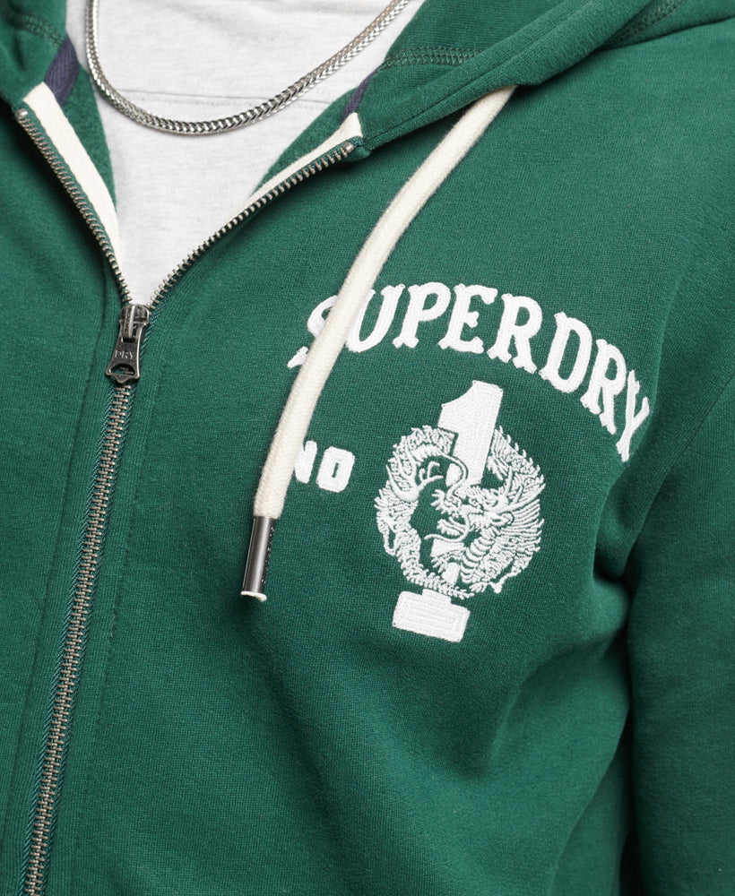 Vintage Collegiate Zip Hoodie | Emerald Green