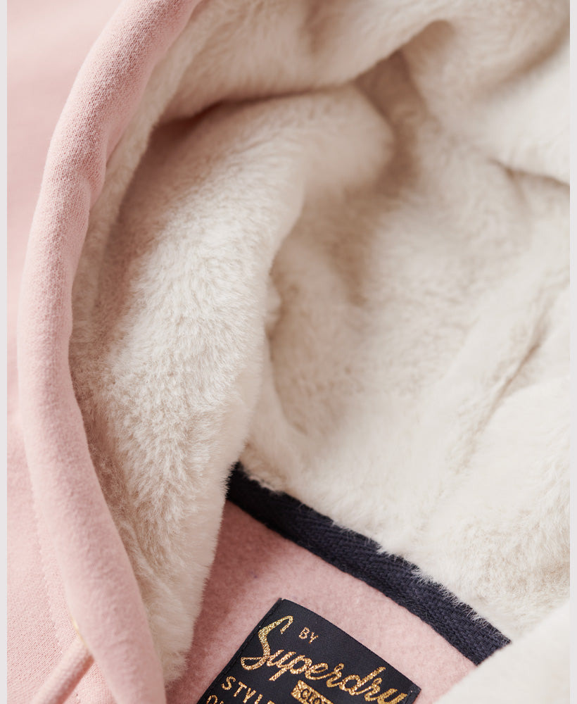 Luxe Metallic Logo Zip Hoodie | Vintage Blush Pink
