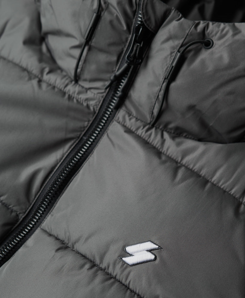 Hooded Sports Puffer Jacket | Dark Slate Grey