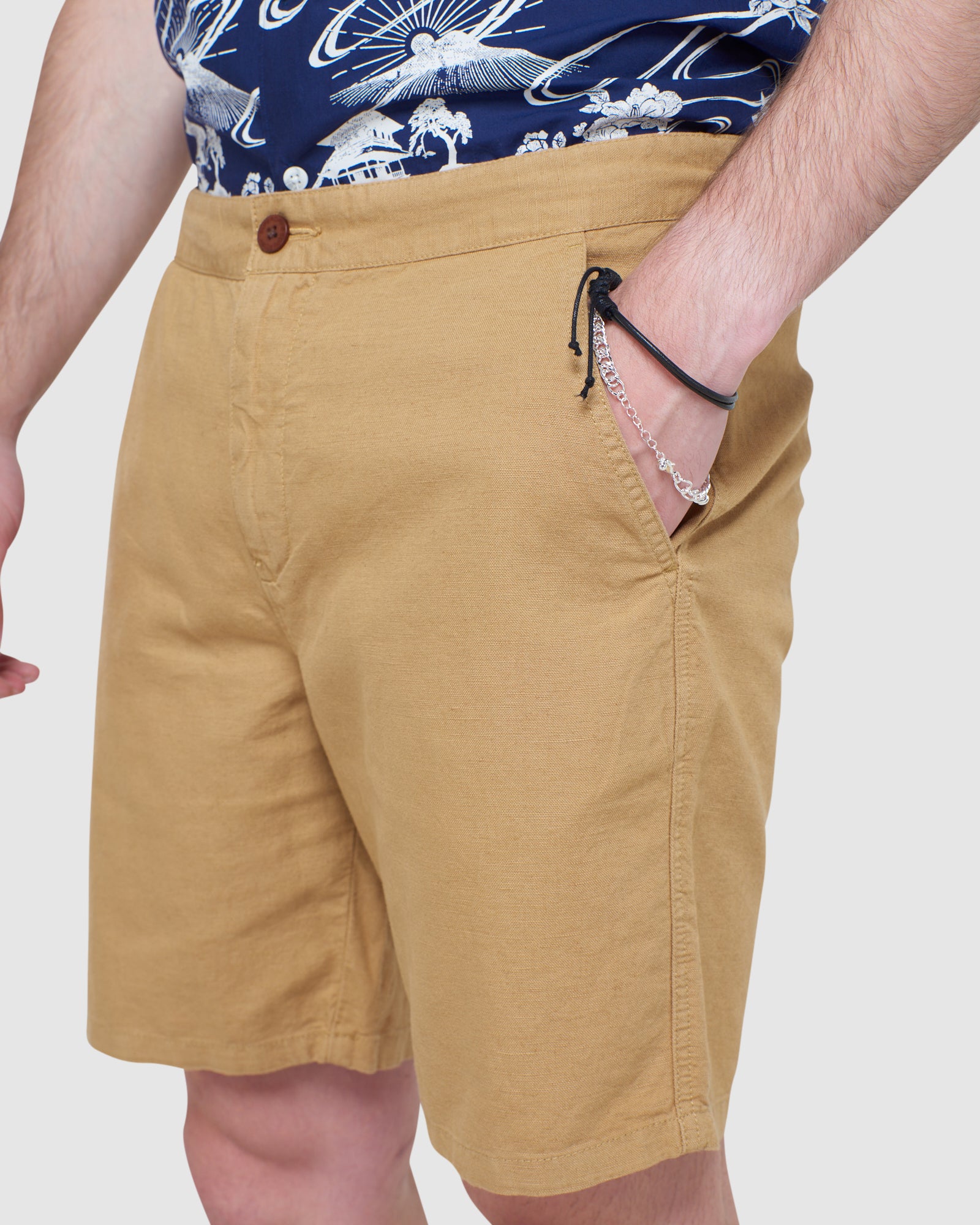 Linen Cali Beach Shorts | Classic Tan