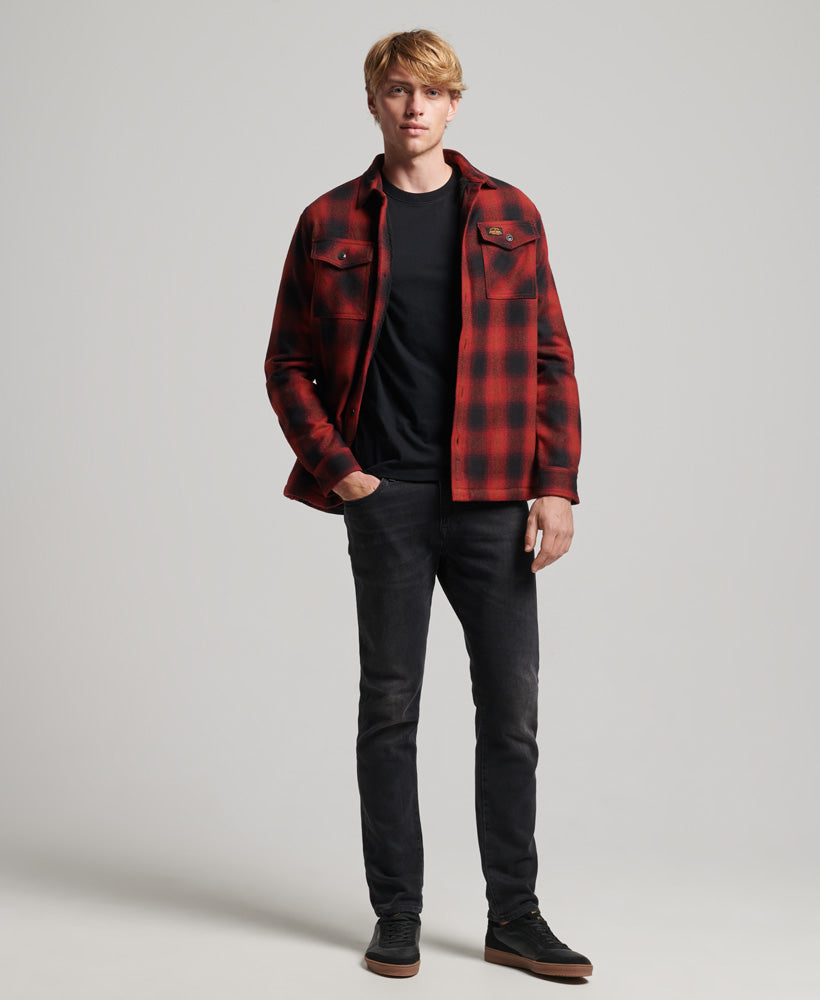 Sherpa Lined Miller Wool Overshirt | Redwood Check