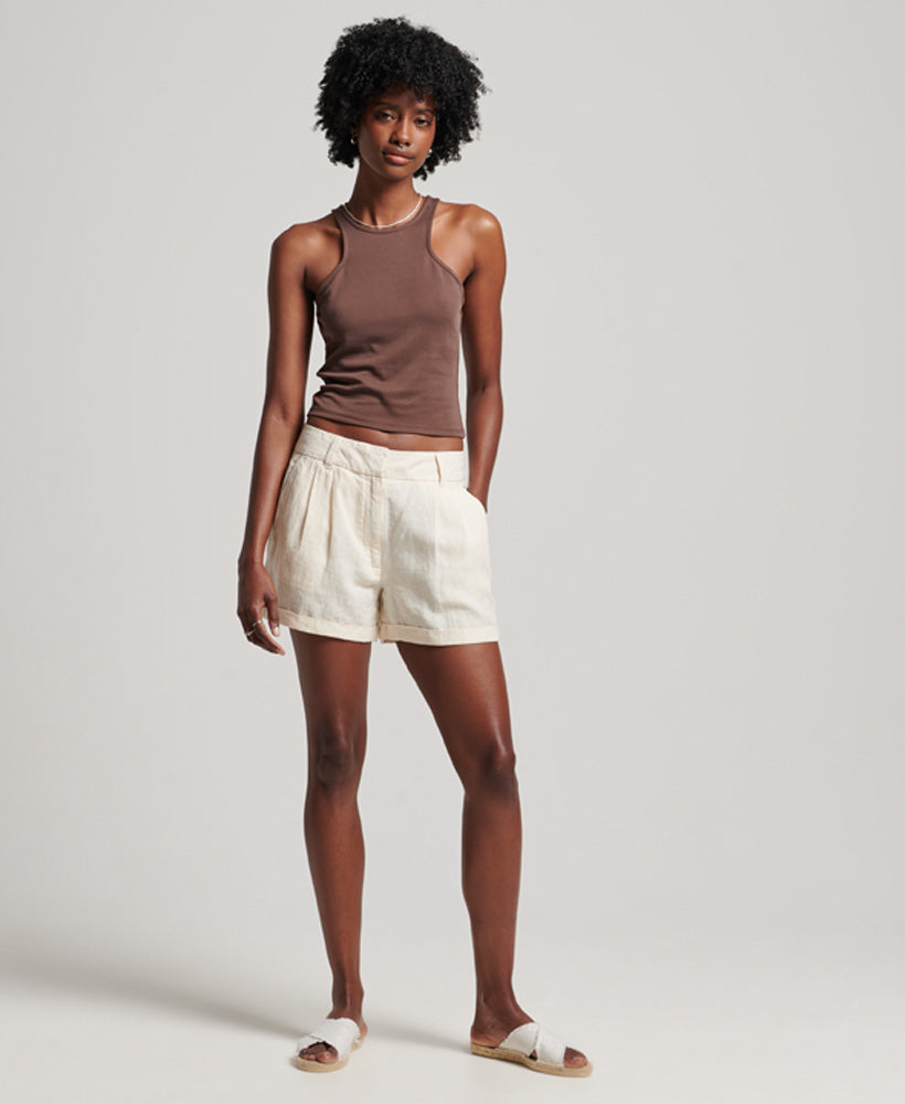 Studios Overdyed Linen Shorts | Rice White – Superdry