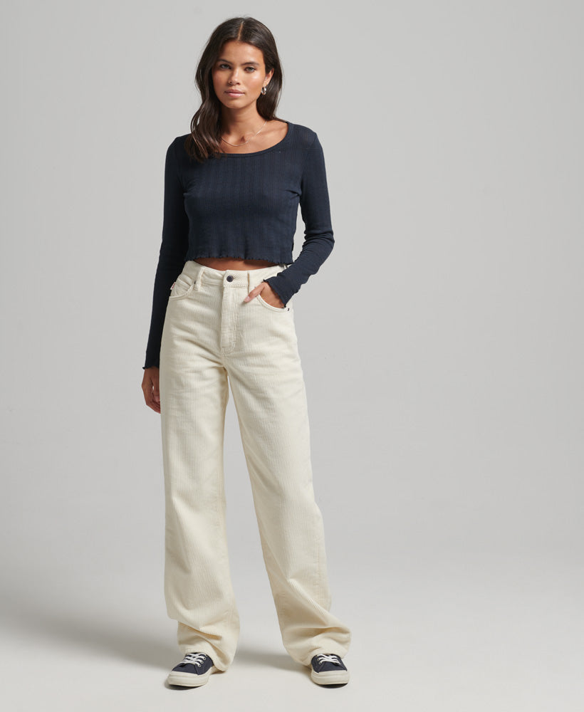 Vintage Wide Leg Cord Pants | Riff White 30