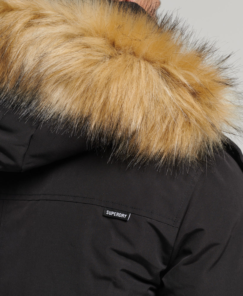 Faux Fur Hooded Everest Parka Jacket | Black