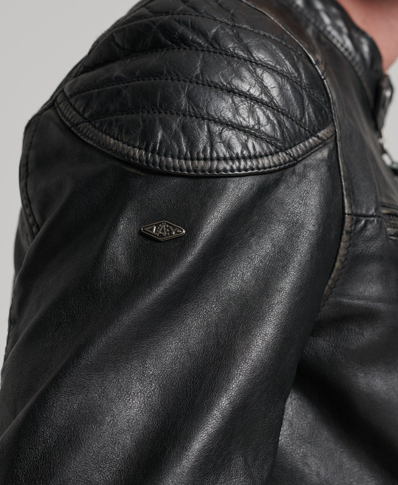 Heritage Leather Moto Racer Jacket | Black – Superdry